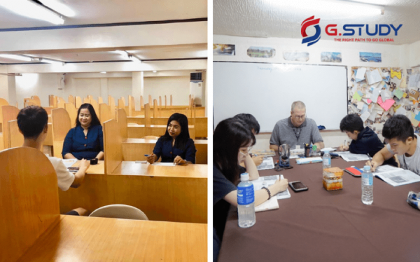 Giáo viên hướng dẫn học viên luyện thi